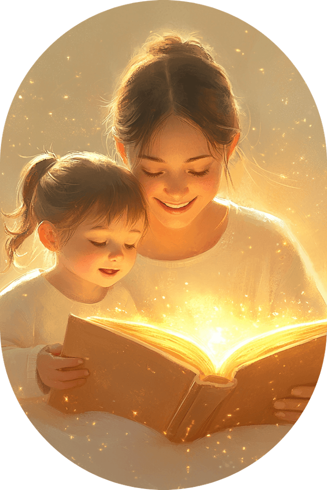 mother and daughter enjoying the book